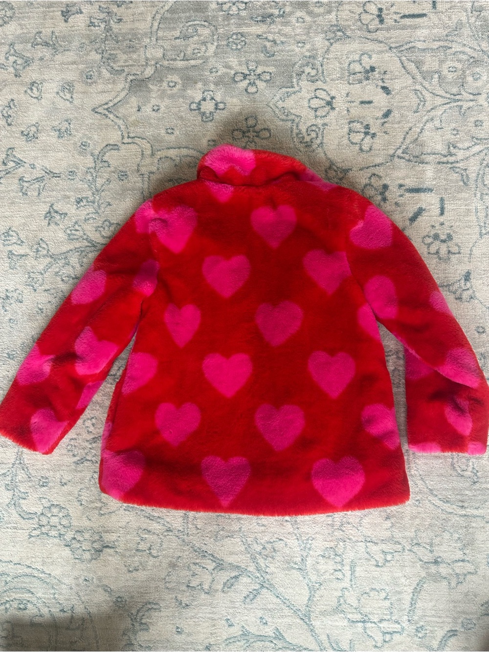 Mini Boden Faux Fur Heart Coat Girls 6-7Y Red Pink Warm Coat - Picture 10 of 10